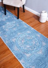 Oriental Style Blue Runner Rug